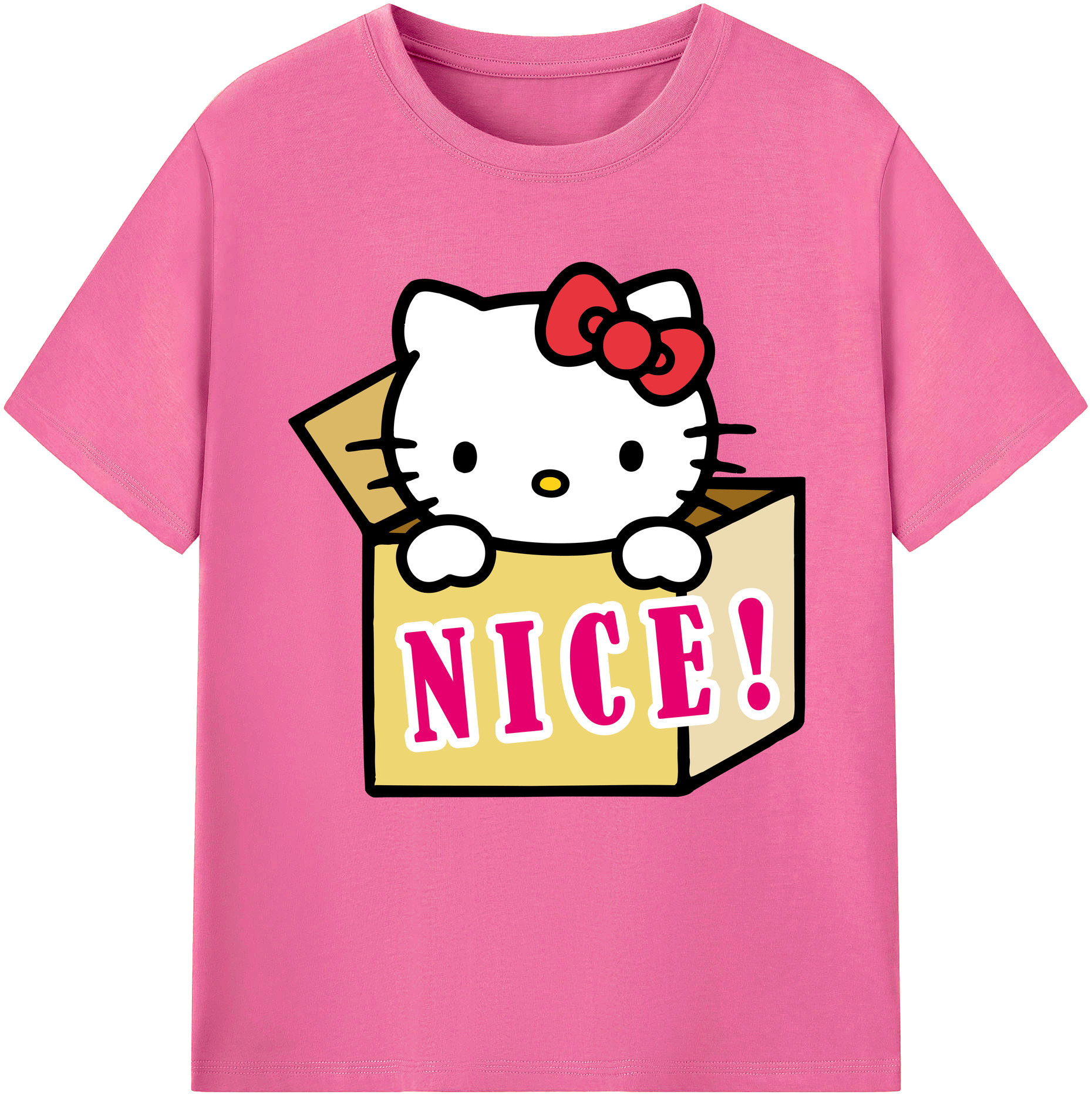 （画像用） Hello Kitty ハローキティ レディースカジュアルプリントTシャツ（綿100％）